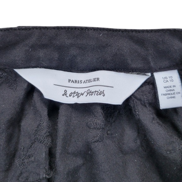 & Other Stories Voluminous Floral Applique Blouse Womens 10 Black Victorian Dark - Picture 3 of 8